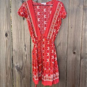 Red Wrap Floral Dress